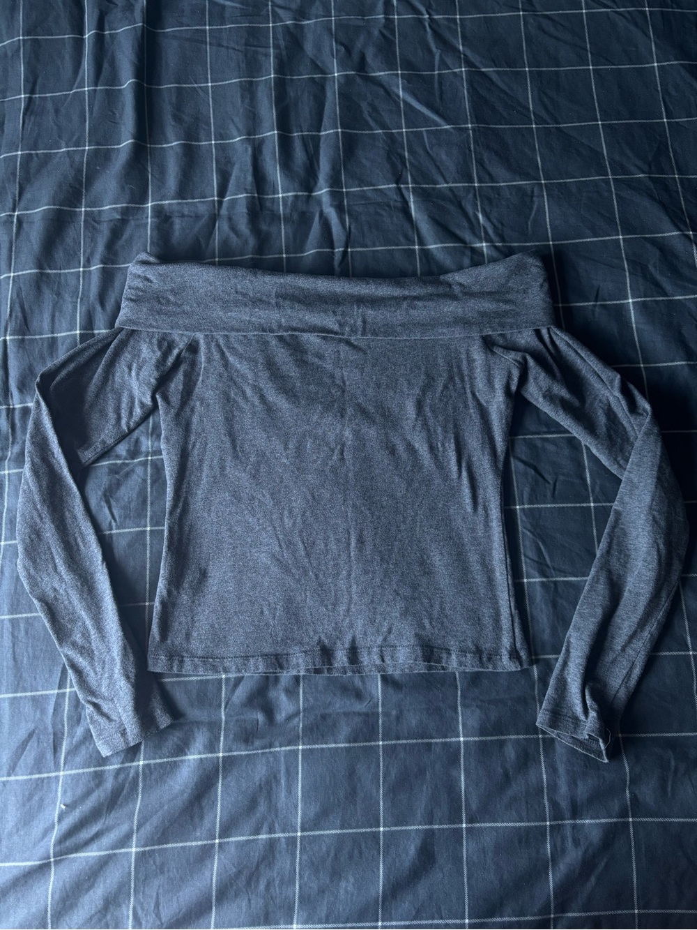 Off-Shoulder Long Sleeve Top - dark gray